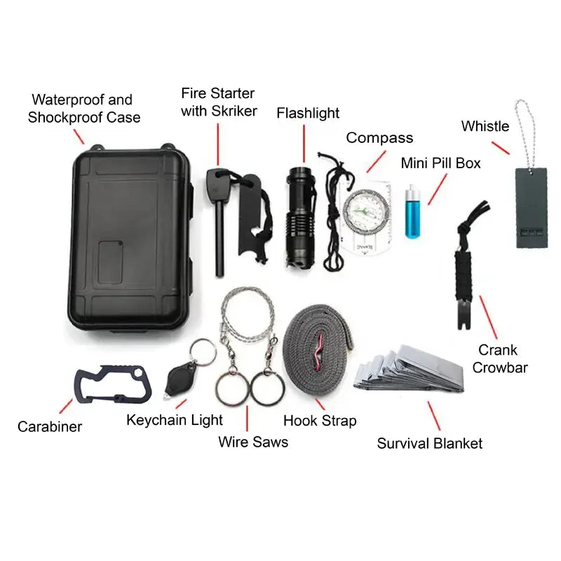 12 in 1 Adventures Camping Disaster Outdoor Emergency Survival Gear Kit EPOAL USA