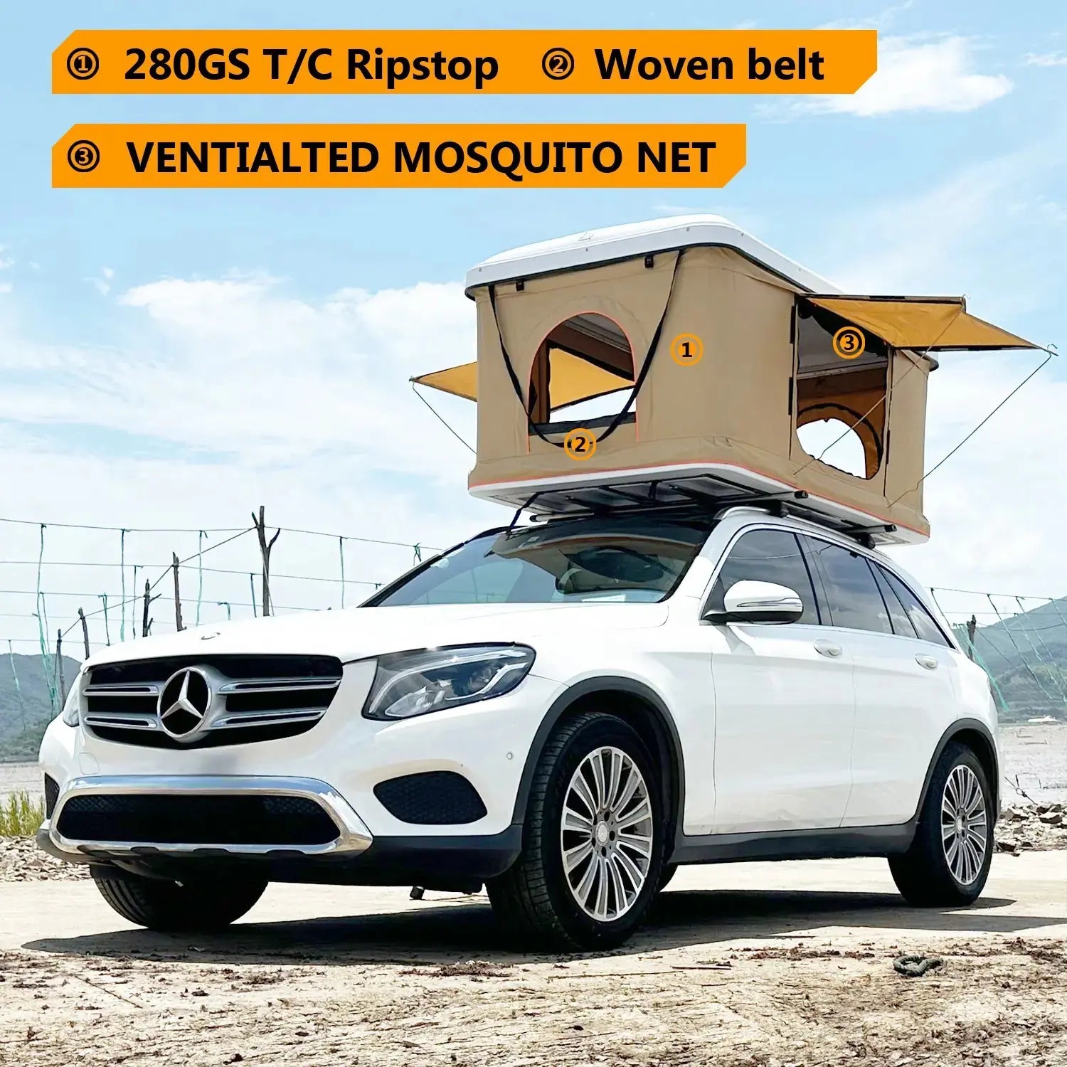 Straight Hydraulic Pressure Pop up Camping 2 Person Automatic SUV Truck Rooftop Tents Hard Cover Car Roof Tent EPOAL USA
