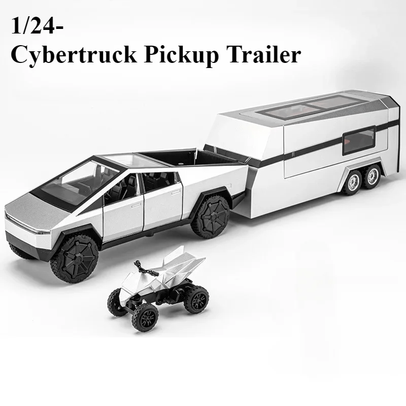 1:24 Tesla Cybertruck Pickup Trailer Alloy Car Model - EPOAL USA