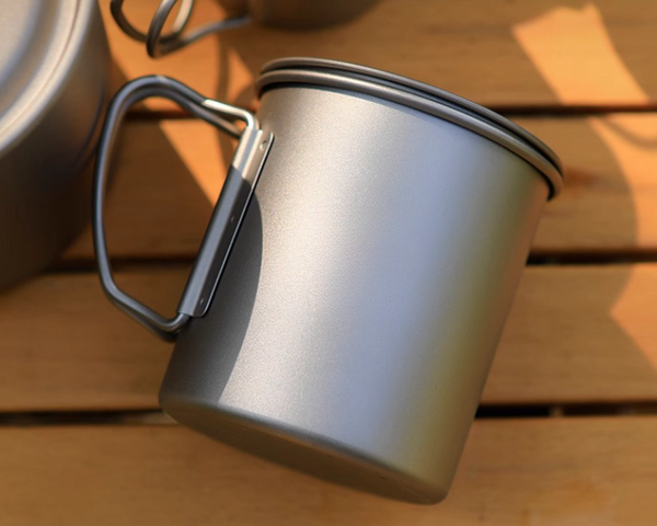 Pure Titanium Mug with Slanted Handle