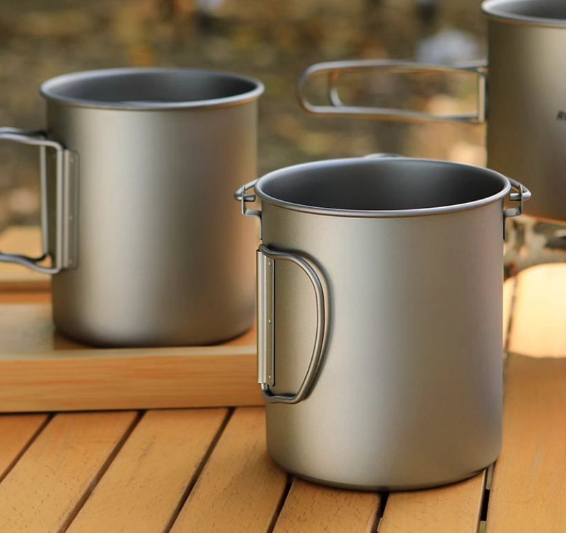 Pure Titanium Mug with Slanted Handle