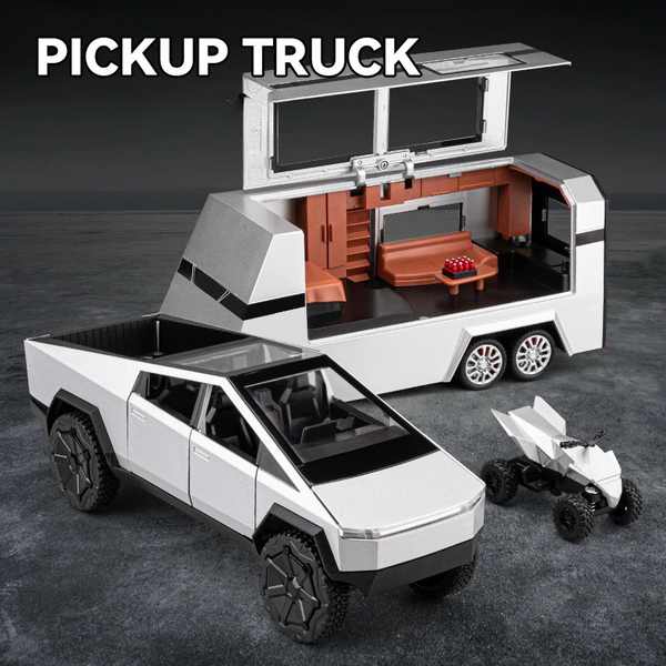 1:24 Tesla Cybertruck Pickup Trailer Alloy Car Model