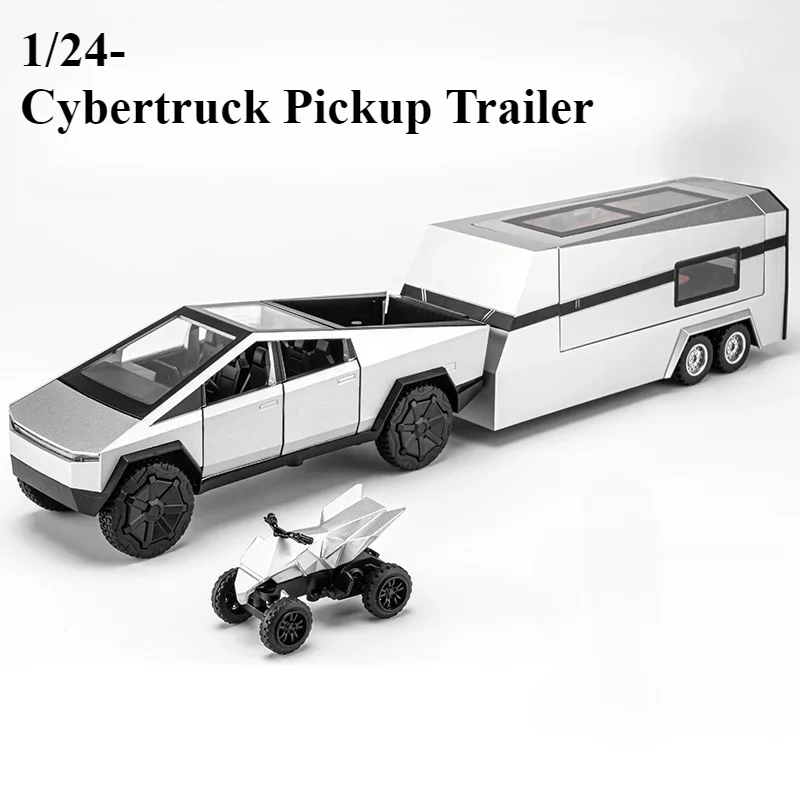 1:24 Tesla Cybertruck Pickup Trailer Alloy Car Model