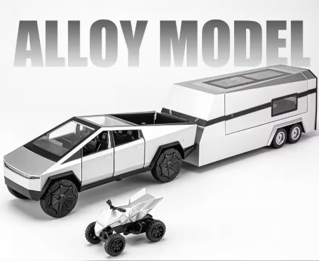 1:24 Tesla Cybertruck Pickup Trailer Alloy Car Model