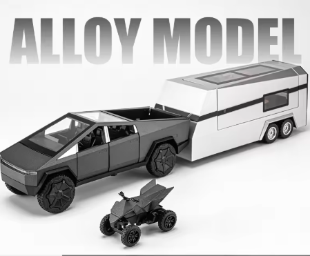 1:24 Tesla Cybertruck Pickup Trailer Alloy Car Model