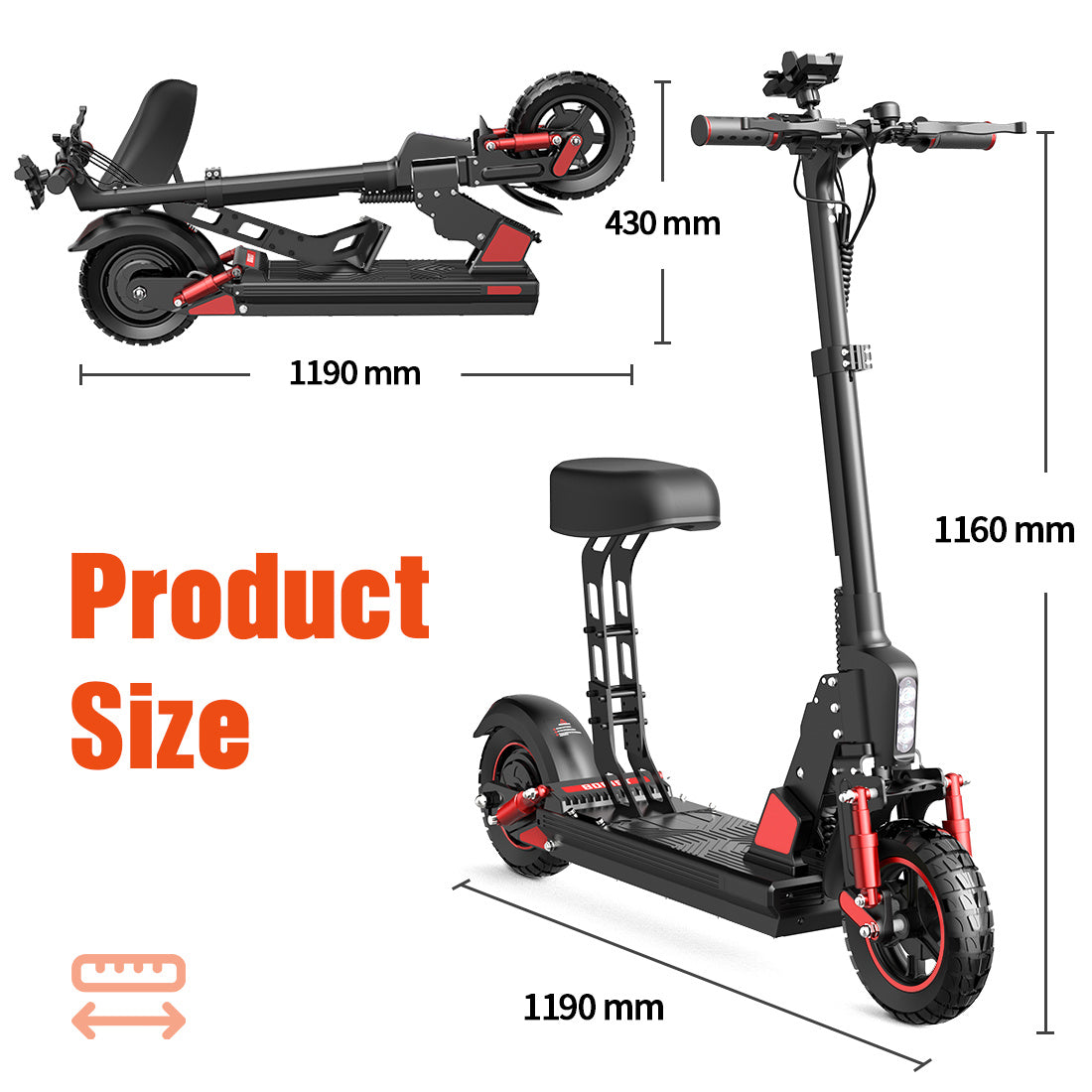 Electric Scooter Motor Power 500W Battery Capacity 48V 15Ah Tire Size 10Inches Maximum Speed 25-45KM Single Endurance 35-45KM