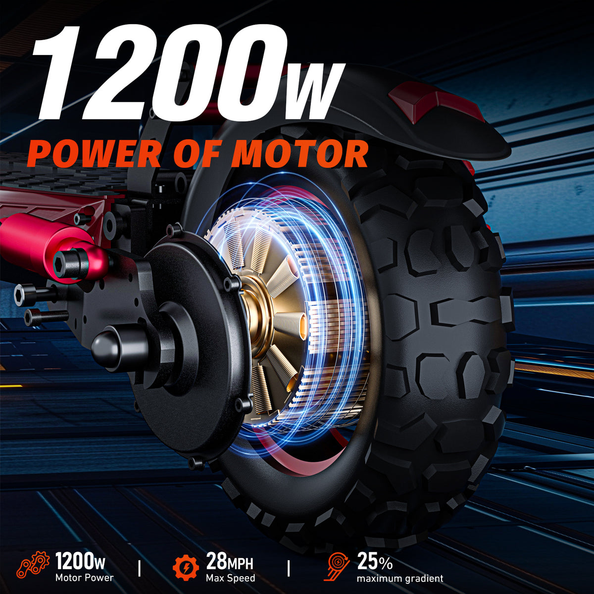 Electric Scooter Motor Power 1200W Battery Capacity 48V 18Ah Tire Size 11inches Max Speed 45KM