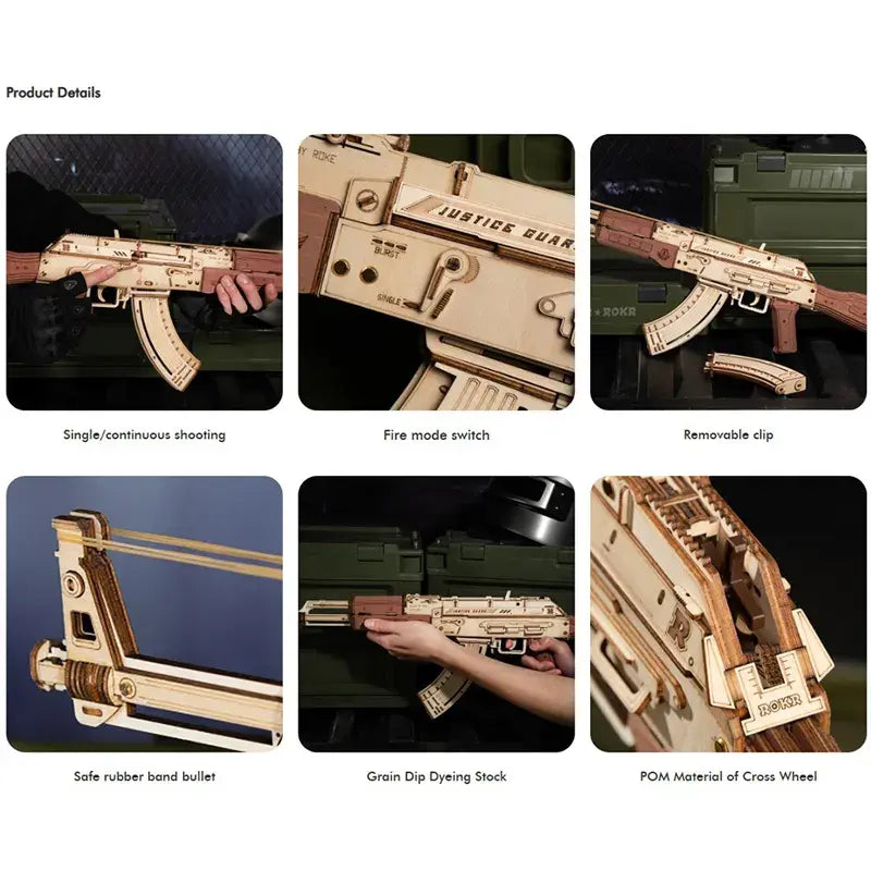 3D Wooden Puzzles LQ901 Rubber Band Gun Model Kit Toy Guns For Adults EPOAL USA