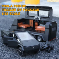 1:32 Tesla Cybertruck Pickup Trailer Alloy Car Model Diecast Metal Toy Off-Road Vehicle Truck Model Sound & Light Kids Gifts