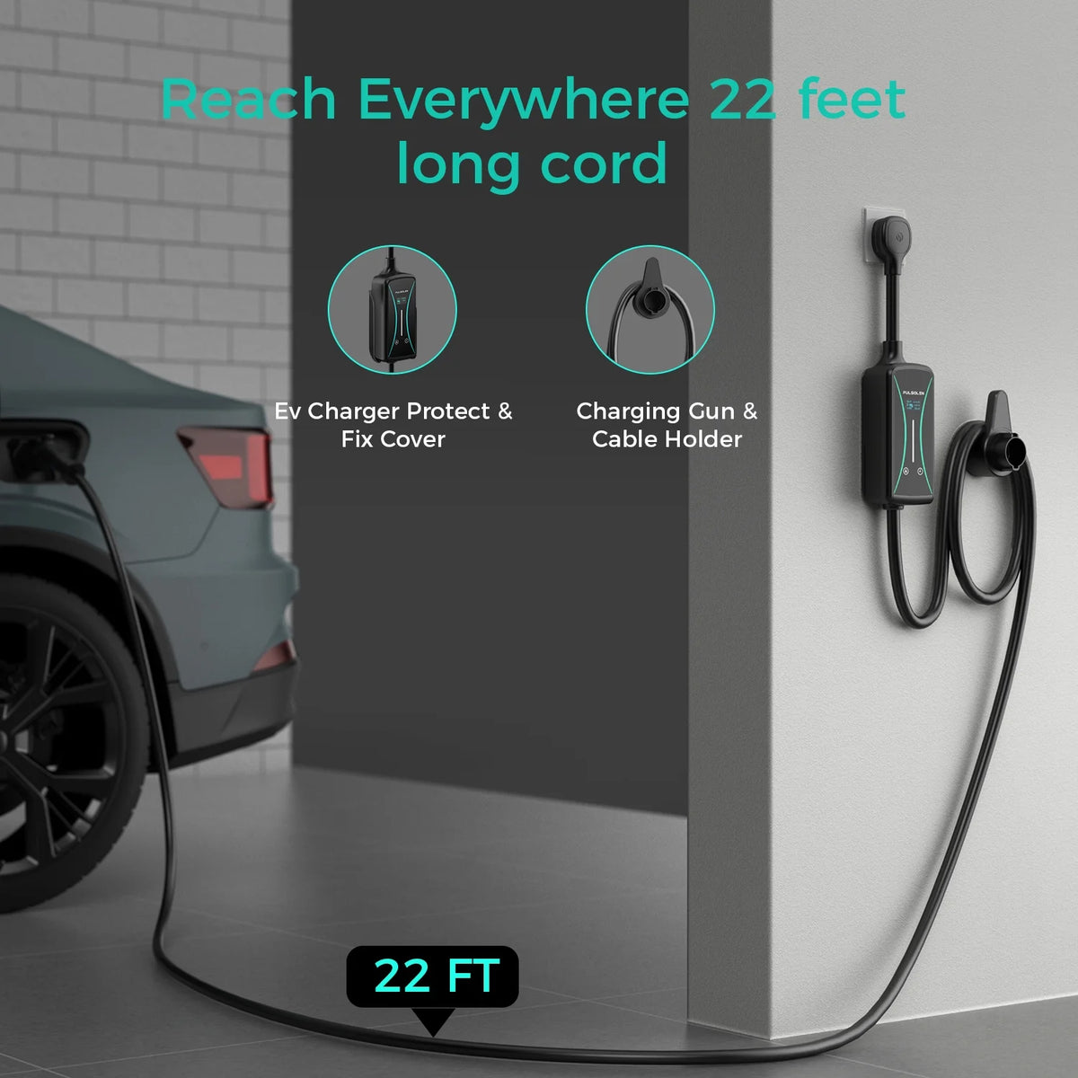 Level 2 EV Charger 32Amp/7.6Kw/240V Electric Vehicle Charging Station with NEMA 5-15 and NEMA 14-50 Outlet