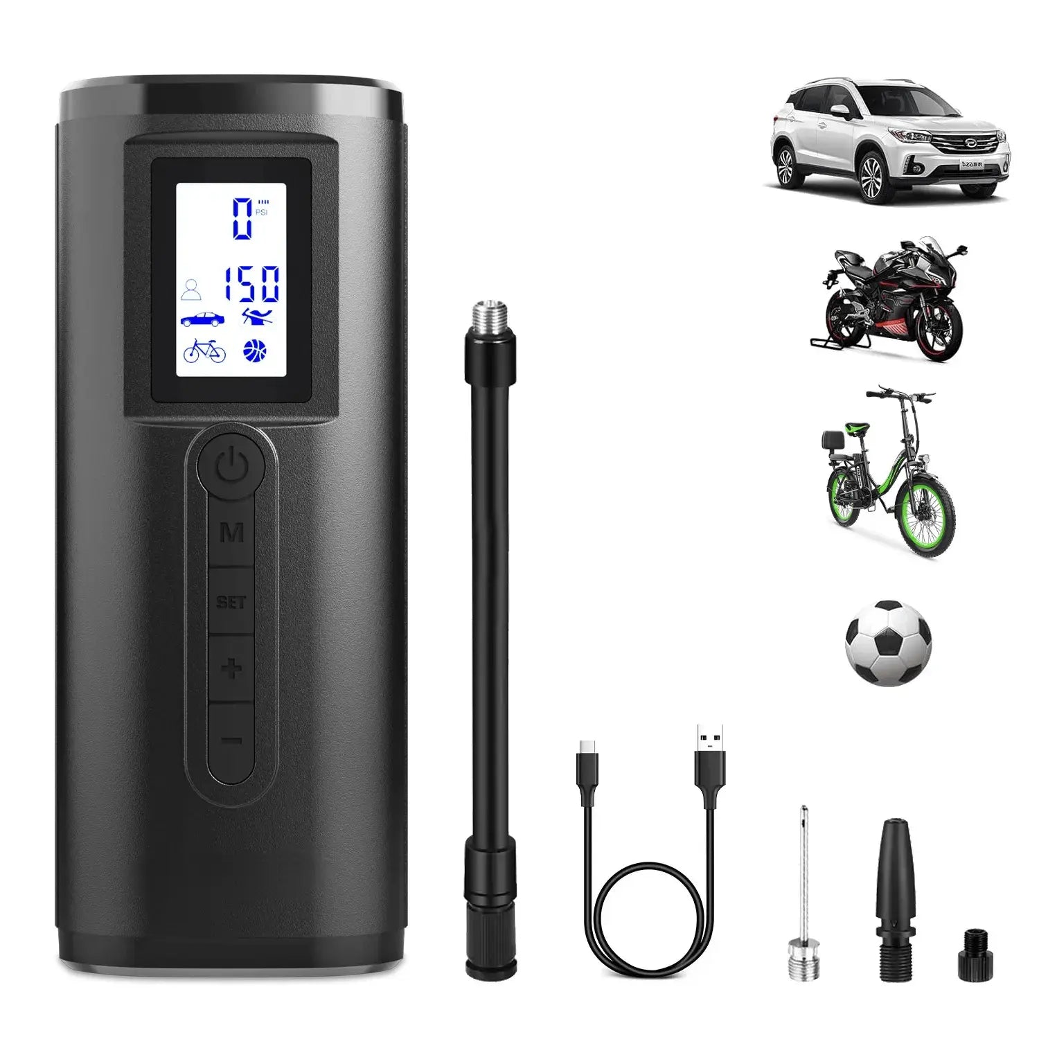 Bike Pump Electric Portable Mini Bicycle Tires Pump with Digital Gauge Tire Inflator Bike Air Pump EPOAL USA