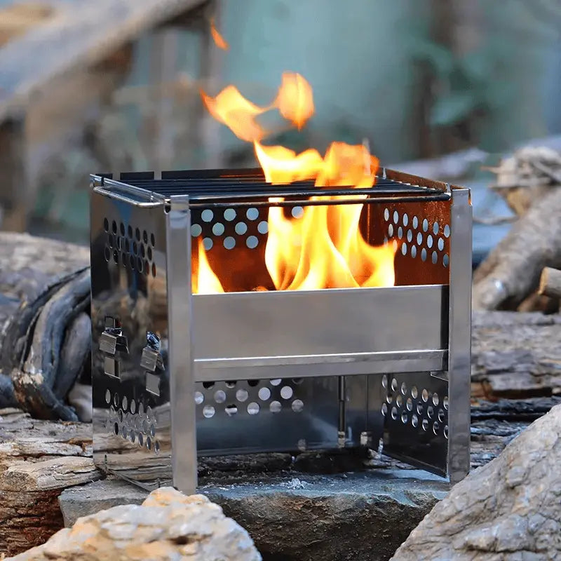 Folding Stainless Steel Grill Stove Portable Wood Burning Firewood Stove for Outdoor Camping & Hiking EPOAL USA