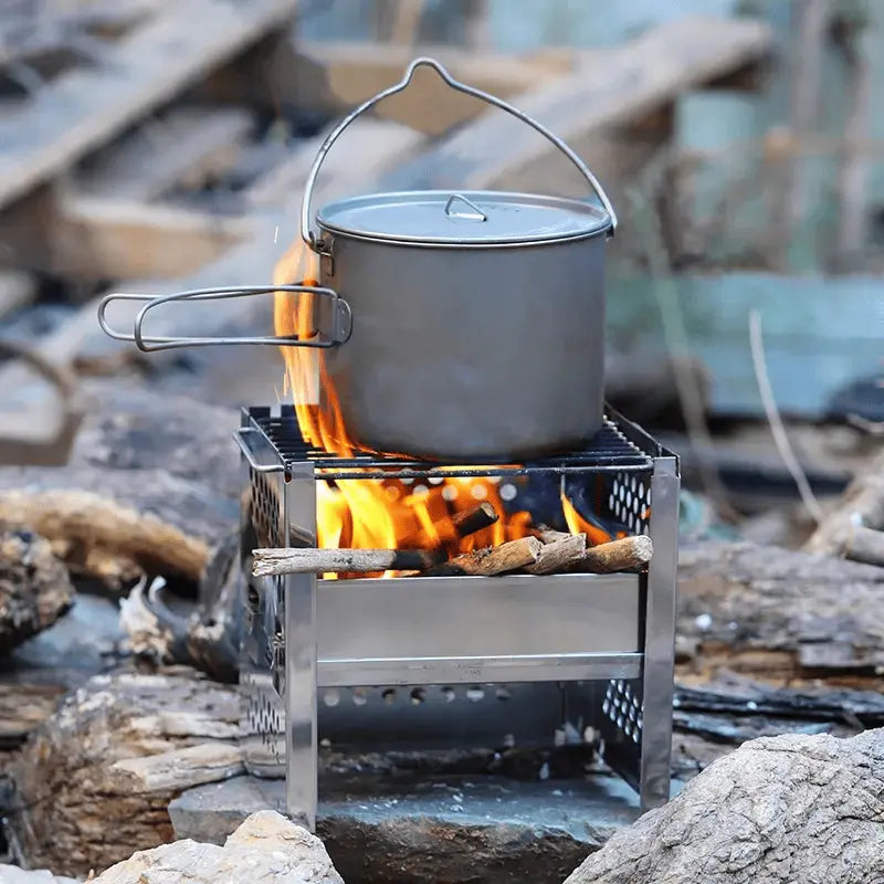 Folding Stainless Steel Grill Stove Portable Wood Burning Firewood Stove for Outdoor Camping & Hiking EPOAL USA