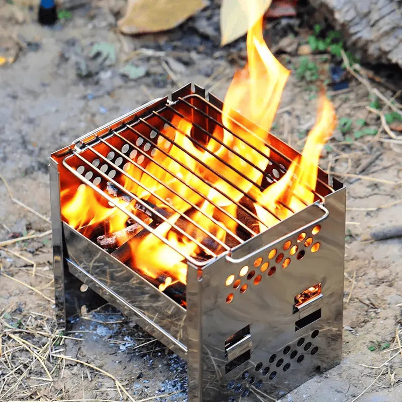 Folding Stainless Steel Grill Stove Portable Wood Burning Firewood Stove for Outdoor Camping & Hiking EPOAL USA