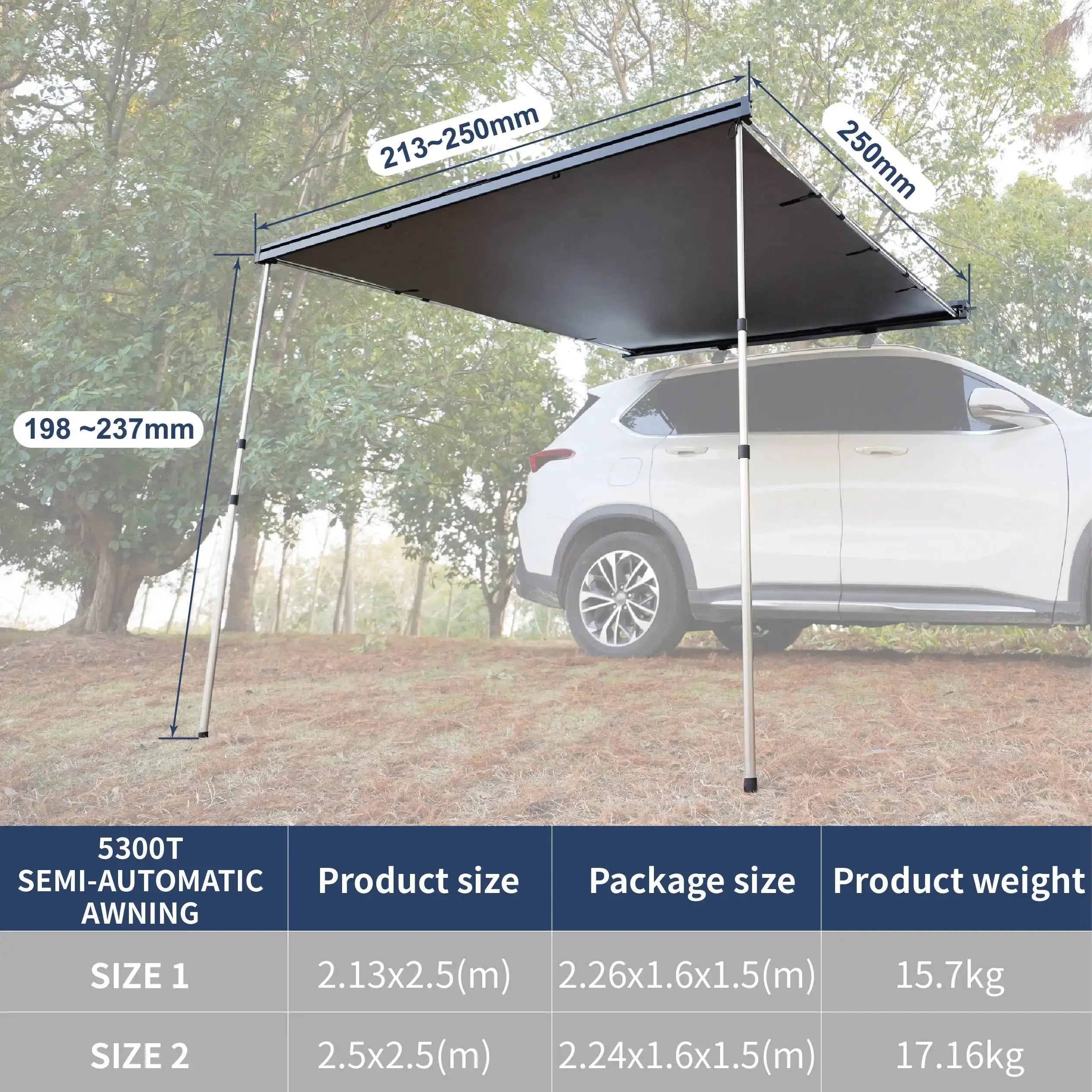 Hard Case Aluminum Awning 4x4 4wd Accessories Retractable Camping Awning Car Roof EPOAL USA