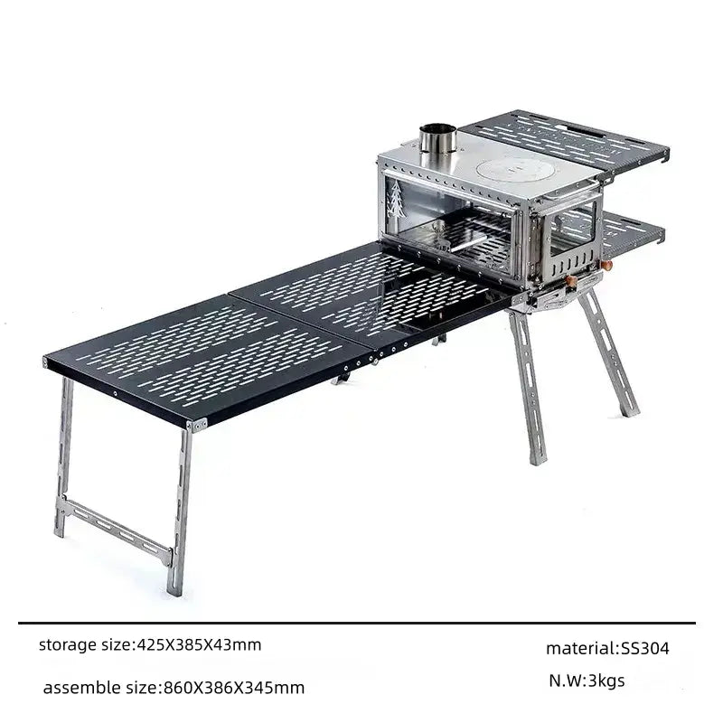 Multi-Function All-in-One Stainless Steel Pellet and Wood Stove Foldable Camping Oven With Burning Feature EPOAL USA