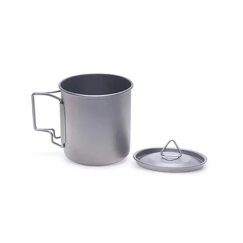 Pure Titanium 420mL Camping Mug with Lid and Folding Handle EPOAL USA