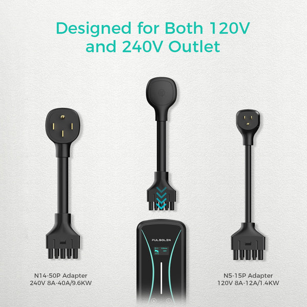 Level 2 EV Charger 32Amp/7.6Kw/240V Electric Vehicle Charging Station with NEMA 5-15 and NEMA 14-50 Outlet