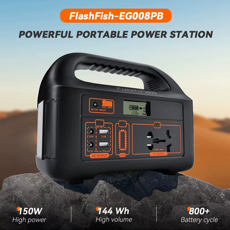 Flashfish Cheap Price Charging Battery Solar Generator Banks Supply 150W Rechargeable Portable Power Station for Home or Outdoor