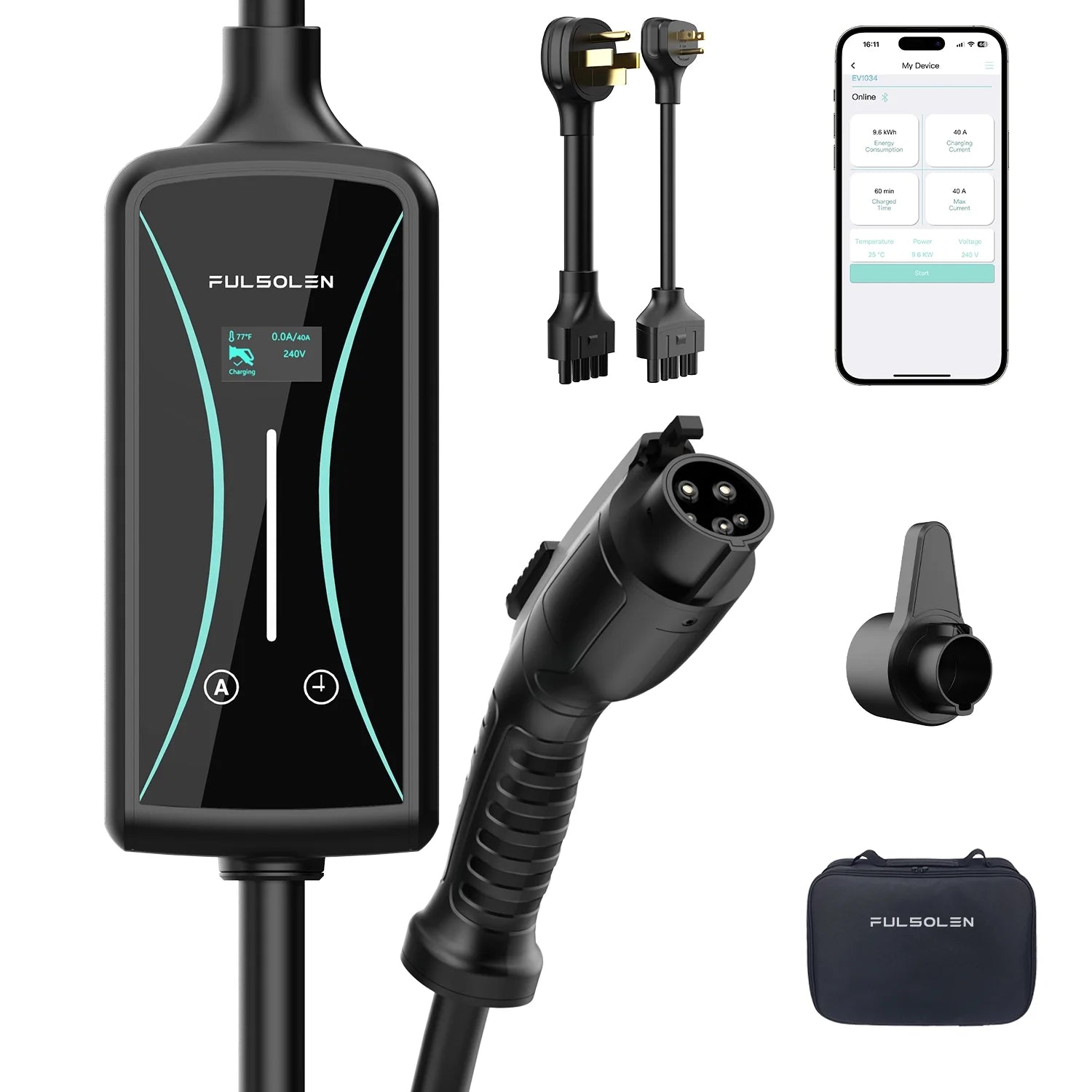 Level 2 EV Charger 32Amp/7.6Kw/240V Electric Vehicle Charging Station with NEMA 5 - 15 and NEMA 14 - 50 Outlet - EPOAL USA