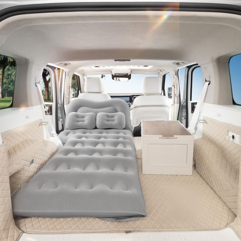 SUV Air Mattress - 6 - Inch Thick Inflatable Car Mattress for Back Seat - Portable Car Camping Mattress with Large Valve Pump - Car Bed for Adults, Road Trips, and SUV Camping - Grey - EPOAL USA