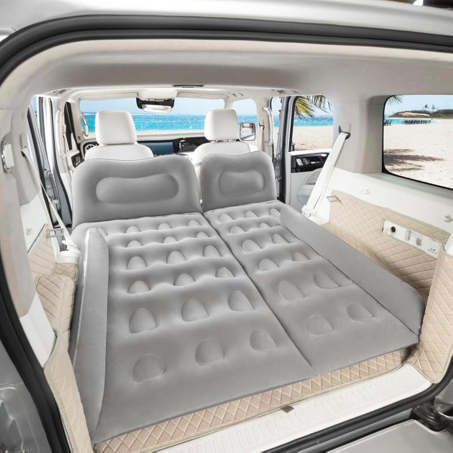 SUV Air Mattress - 6 - Inch Thick Inflatable Car Mattress for Back Seat - Portable Car Camping Mattress with Large Valve Pump - Car Bed for Adults, Road Trips, and SUV Camping - Grey - EPOAL USA