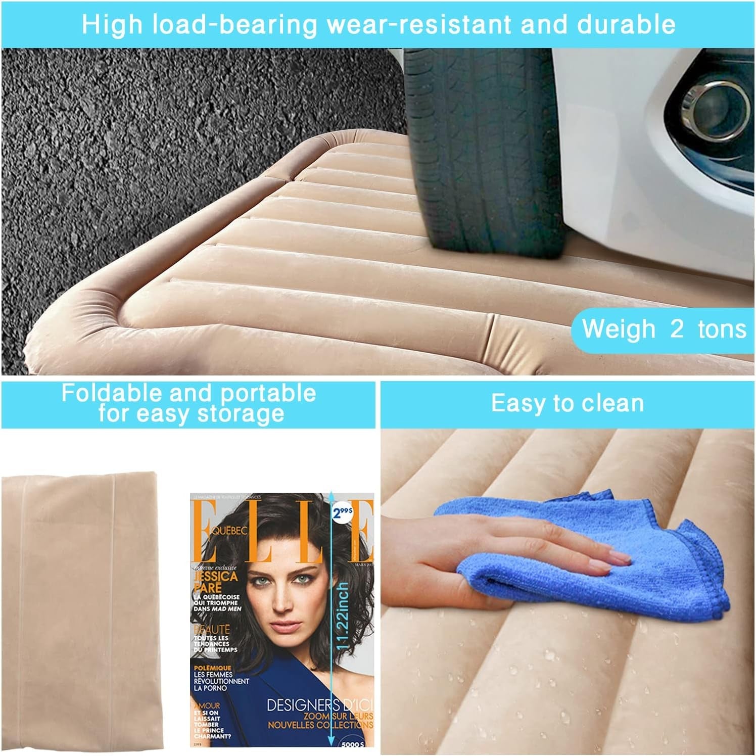 SUV Air Mattress Camping Bed - Inflatable Head Guard Thickened Car Portable Sleeping Back Seat Twin Air Mattress Cushion Pillo Pad for Sedan SUV Truck Travel Camping - EPOAL USA