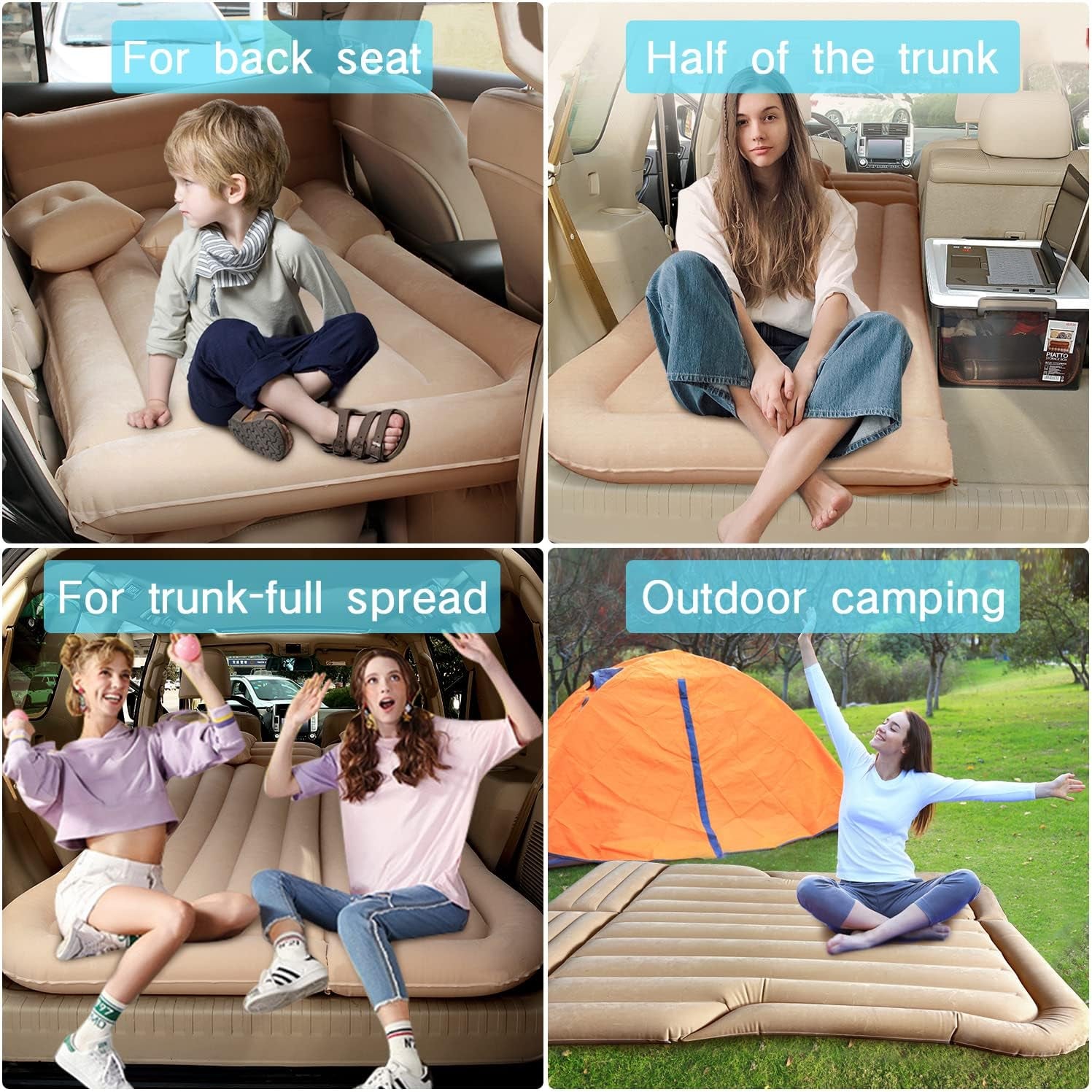 SUV Air Mattress Camping Bed - Inflatable Head Guard Thickened Car Portable Sleeping Back Seat Twin Air Mattress Cushion Pillo Pad for Sedan SUV Truck Travel Camping - EPOAL USA