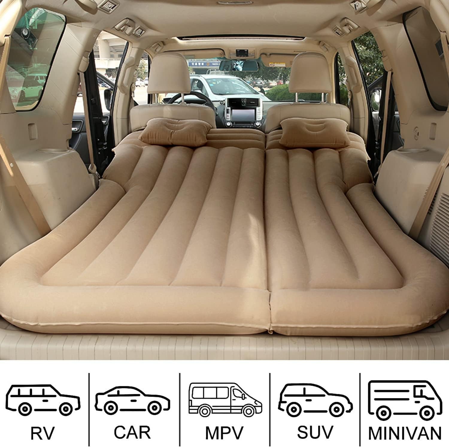 SUV Air Mattress Camping Bed - Inflatable Head Guard Thickened Car Portable Sleeping Back Seat Twin Air Mattress Cushion Pillo Pad for Sedan SUV Truck Travel Camping - EPOAL USA